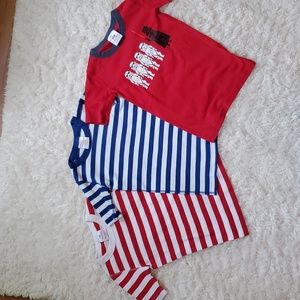 Hanna Andersson lot of 3 Pajama short sleeve tops 140 cm sz 10 Stripes Star Wars